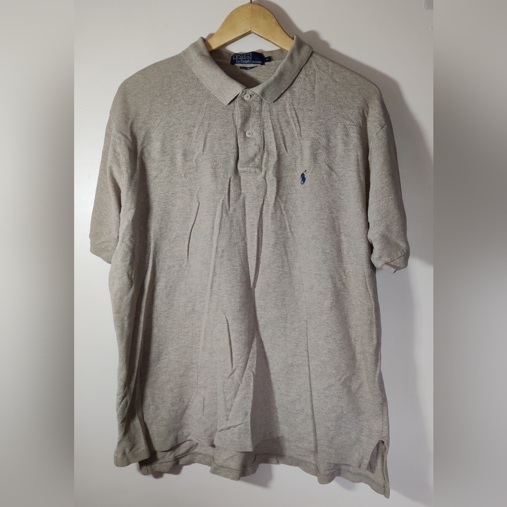 Ralph Lauren Mens XL Polo Shirt Brown Blue Pony Short Sleeve Classic Preppy